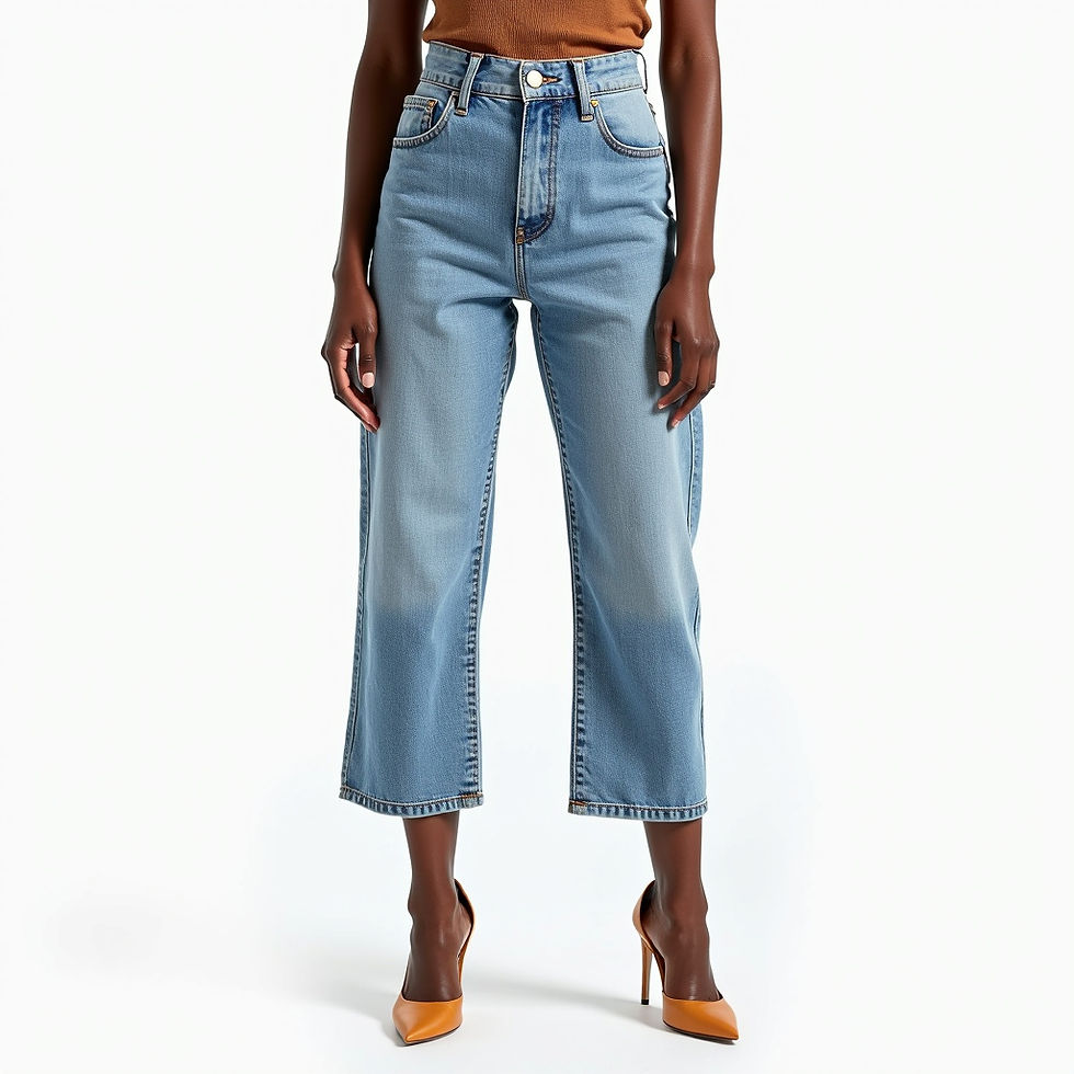 High-Waisted Denim Jeans