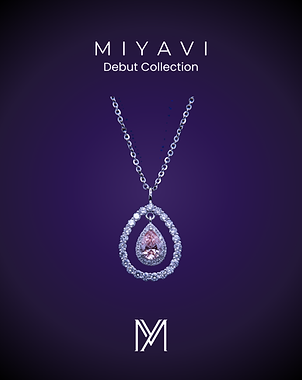 1 carat lab-grown pink pear-shaped diamond pendant surrounded by a delicate halo colorless diamonds, 18K white gold, MIYAVI