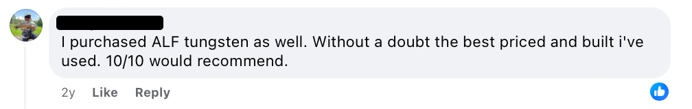 Facebook Comment Describing a Customer's Satisfaction