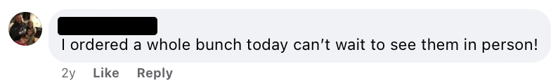 Facebook Comment Describing a Customer's Satisfaction