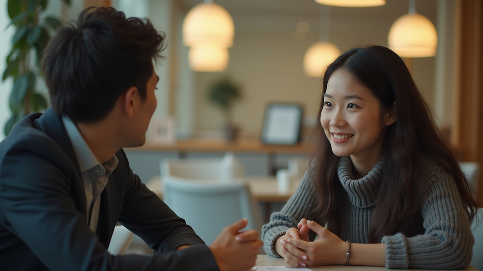 Eye-level view of a person engaged in a conversation with a friend