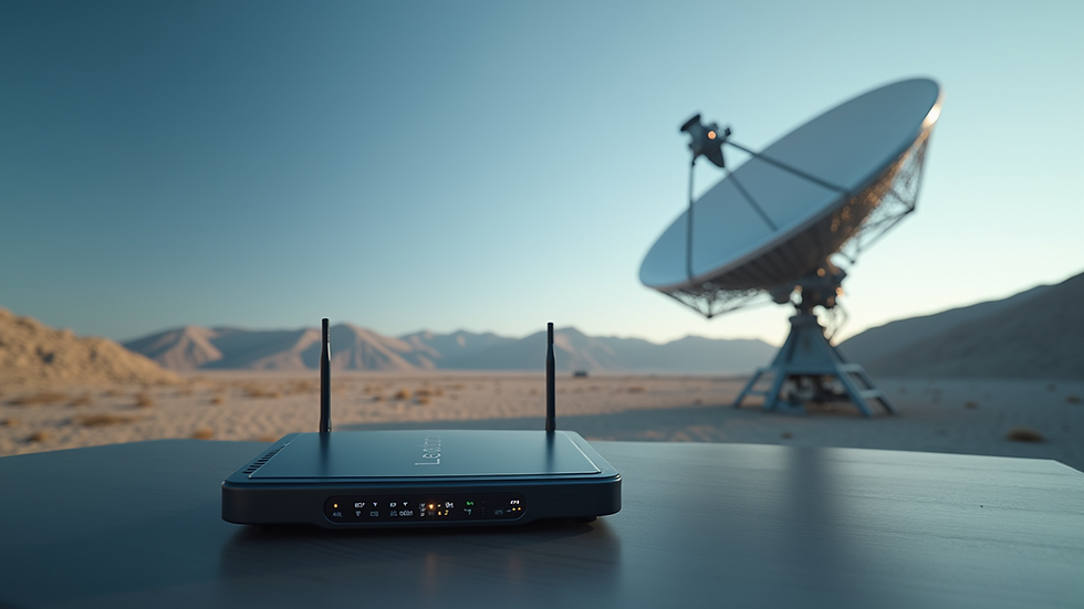 Close-up view of Starlink router and satellite dish equipment