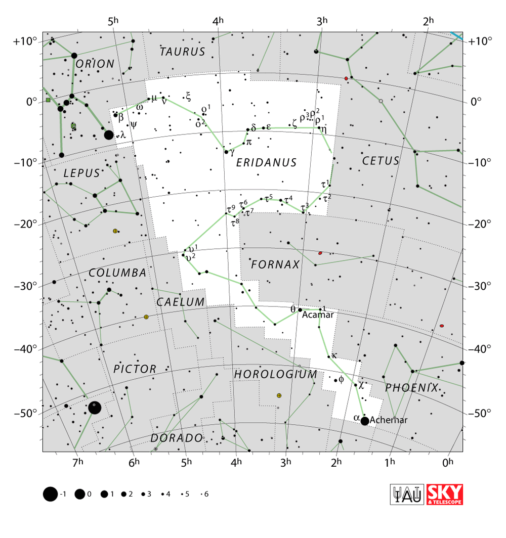 the official constellation map of Eridanus by the IAU