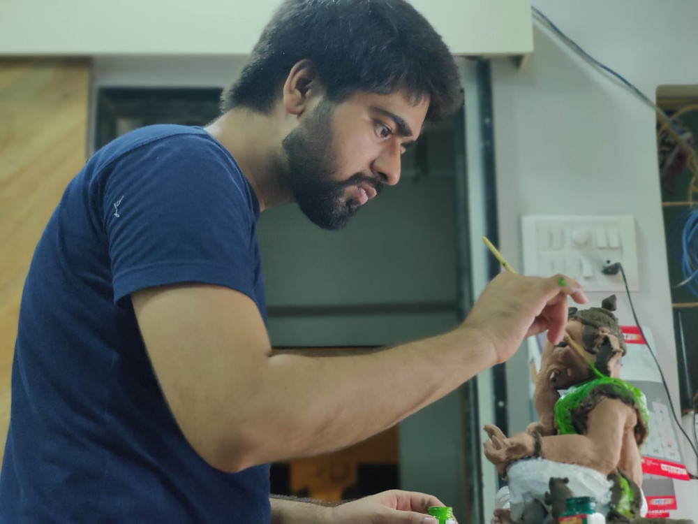Painting the Ganpathi Idol