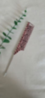 Thumbnail: hippe kinder puntkam met panterprint en metalen steel in de kleur pastel roze