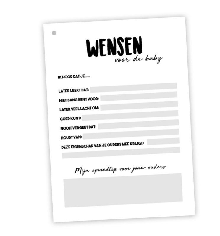 Thumbnail: Babyshower invulboek binnenpagina met wensen voor de baby