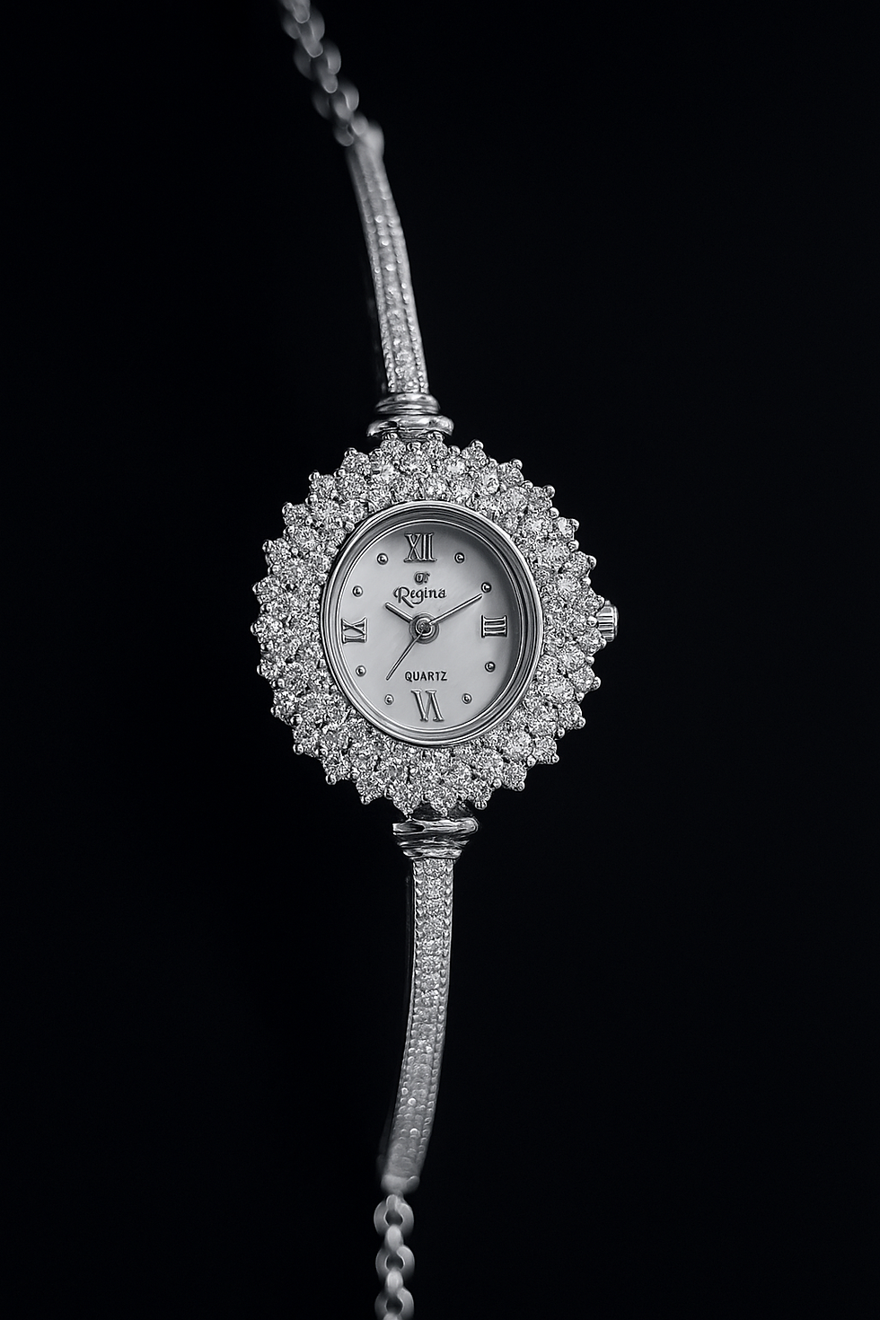 Shree Ganpati Jewellery watch with a sparkling design and Quartz text on it