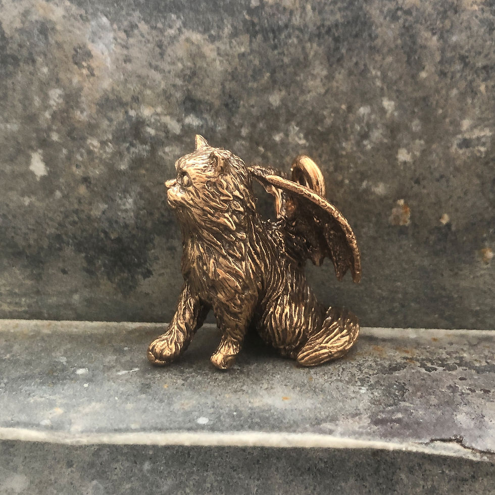 Thumbnail: Winged Cat Familiar Pendant "Sanura"