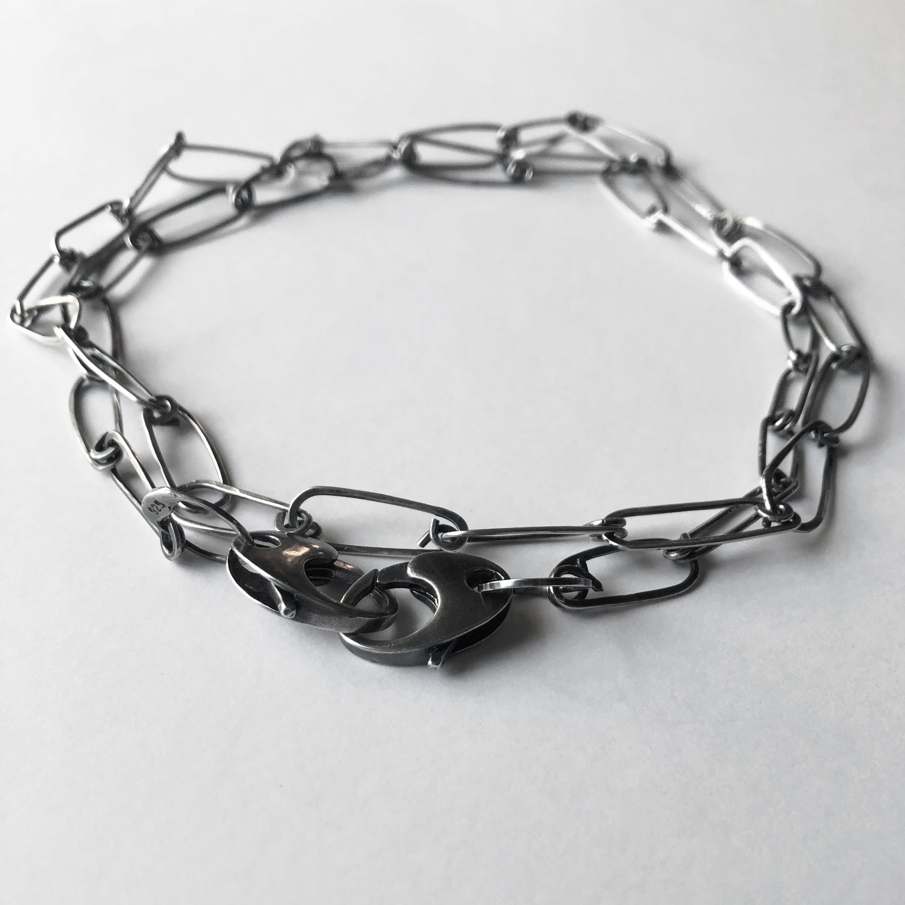 Double Clip Necklace - Sterling Silver