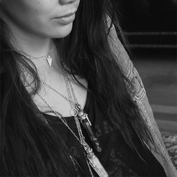 Thumbnail: Horned Cat Fluorite Pendant in Bronze