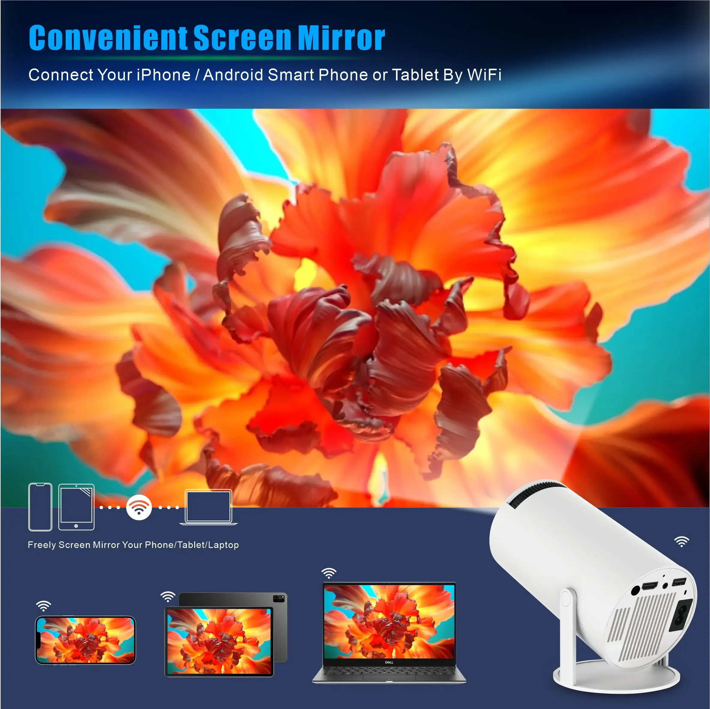 2026 New 4K HY300 Portable Lcd Smart Projector Auto Chart Mini Home Theater