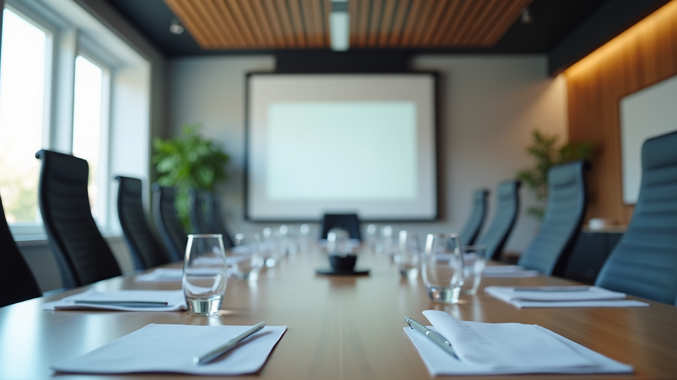 Eye-level view of a modern conference room set up for leadership training