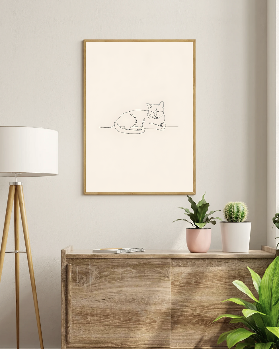 Thumbnail: Resting Cat – Minimal Line Art Print