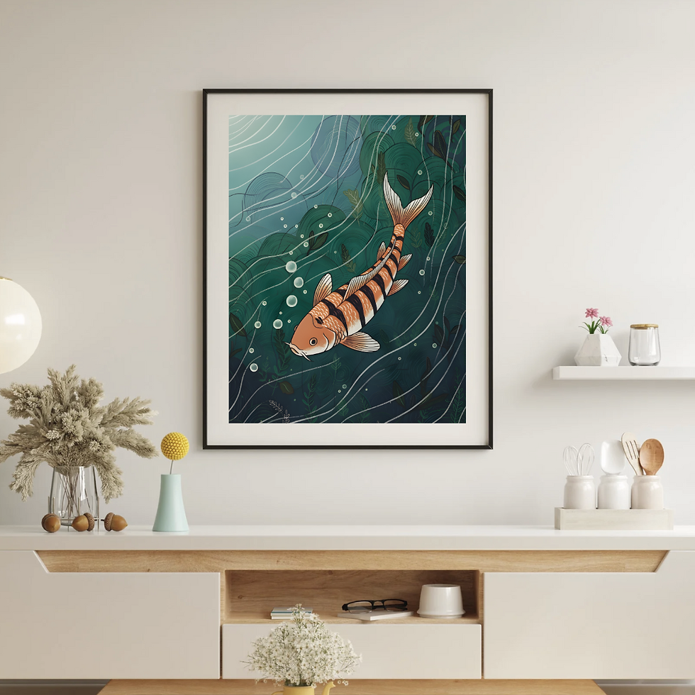 Thumbnail: Koi of Still Waters – Japanese Pond Art Print