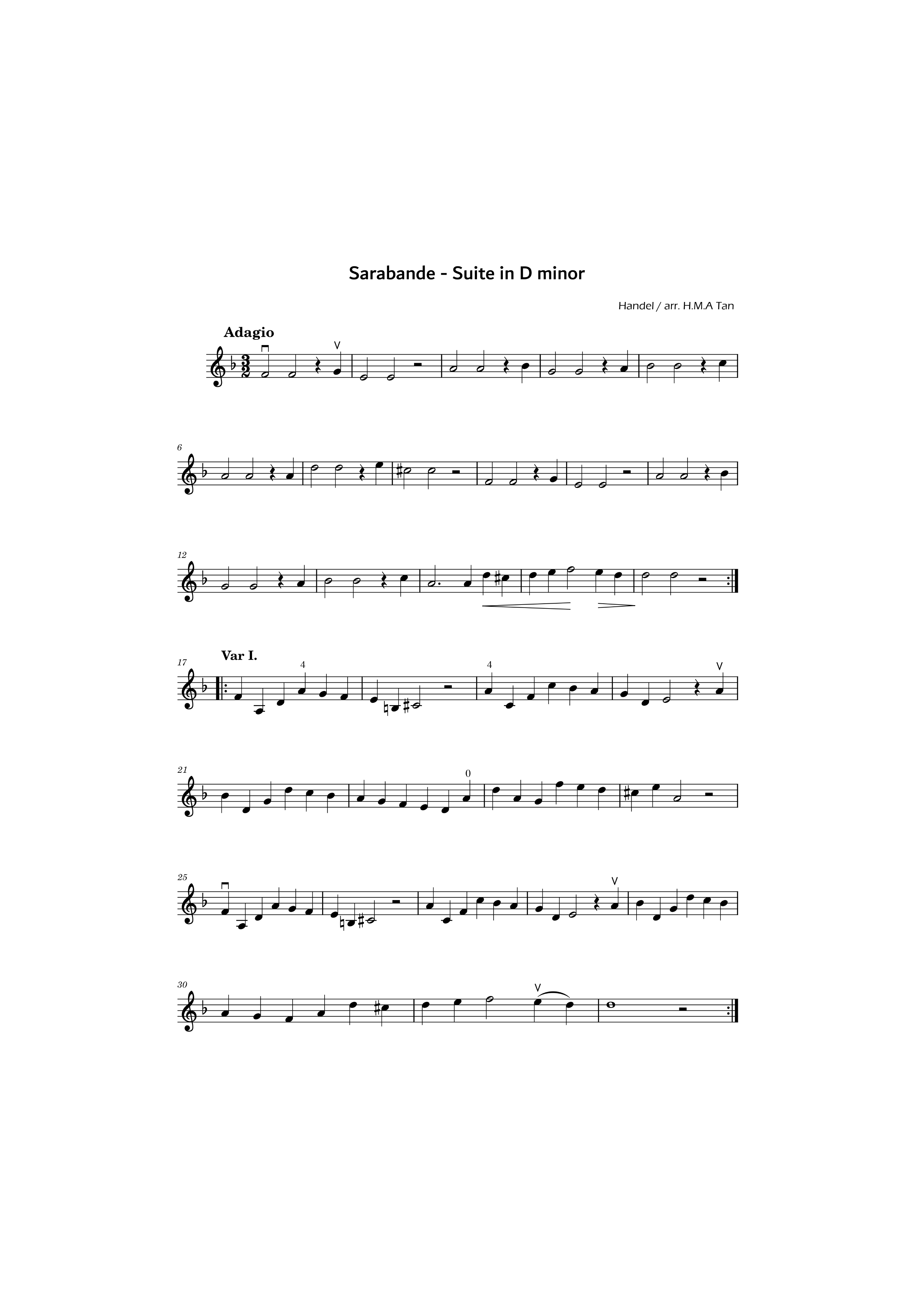 HANDEL - Sarabande in D minor (violin)