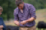 Alex Brewster analysing the grass on farm. 