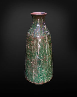 Green Bottle of Burnished Clay and Mineral Slips
