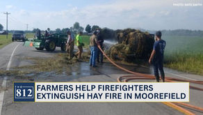 Farmers help firefighters extinguish hay fire in Moorefield