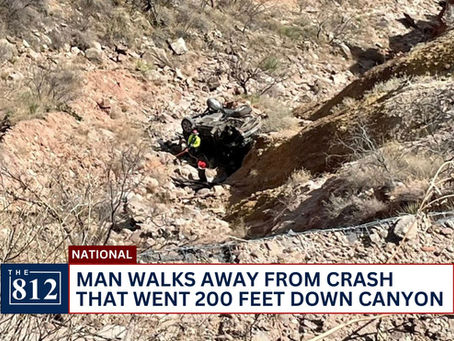Man walks away from crash down Texas canyon