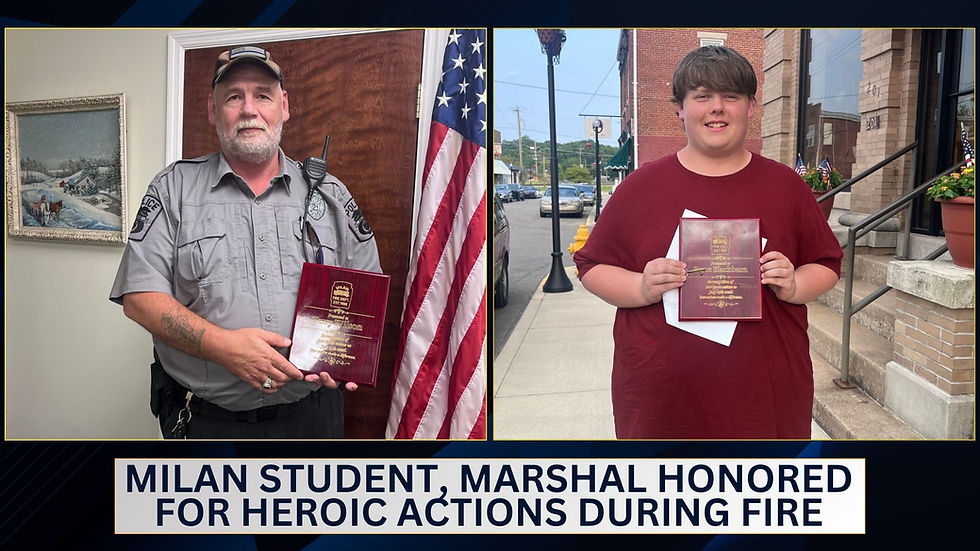 Milan student , Town Marshal honored for heroism during fire
