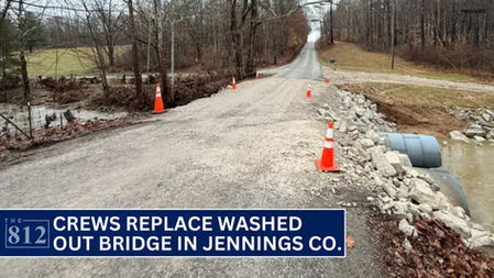 Crews quickly replace washed out road in Jennings County 