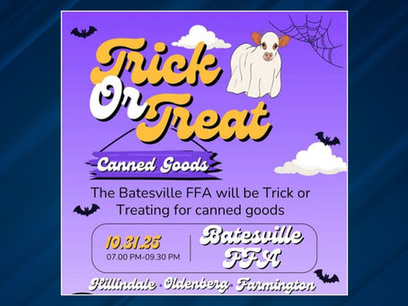 Batesville FFA to collect canned goods on Halloween