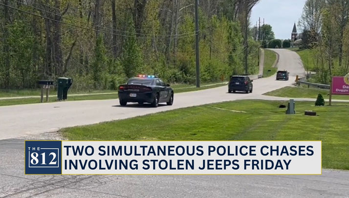 Two simultaneous police chases involving stolen Jeeps Friday