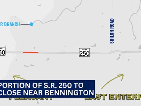 INDOT to close portion of S.R. 250 near Bennington
