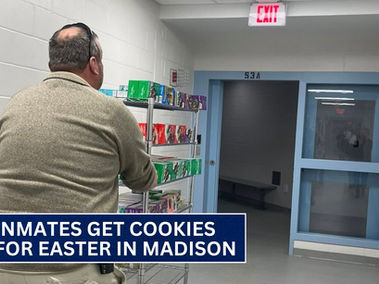 Jailers give cookies to inmates in Madison for Easter