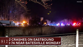 2 crashes on I-74 near Batesville on Monday night