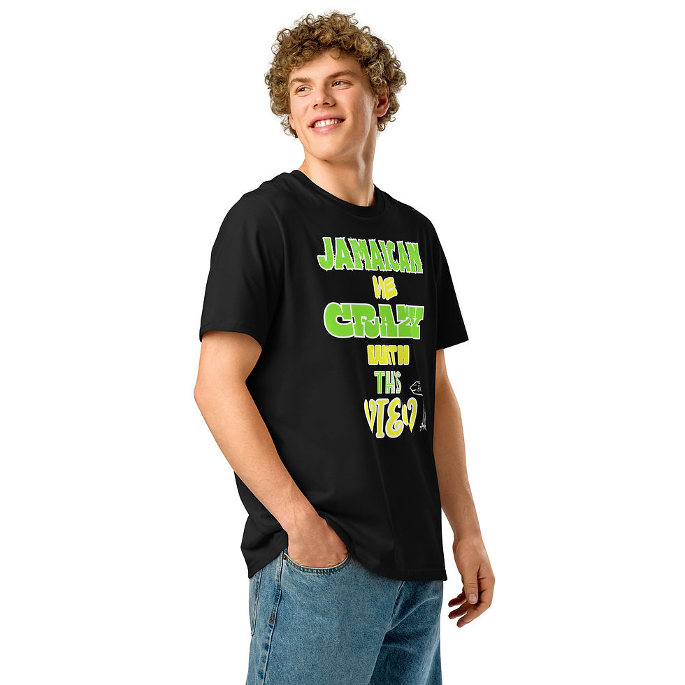 Thumbnail: Jamaican Me Crazy G/Y/B Unisex Organic Ribbed Neck Tee