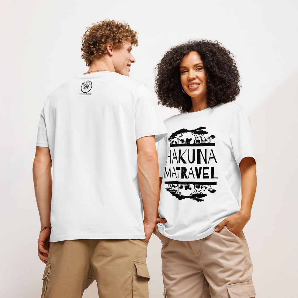 Thumbnail: Hakuna Matravel WHT Unisex Organic Ribbed Neck Tee