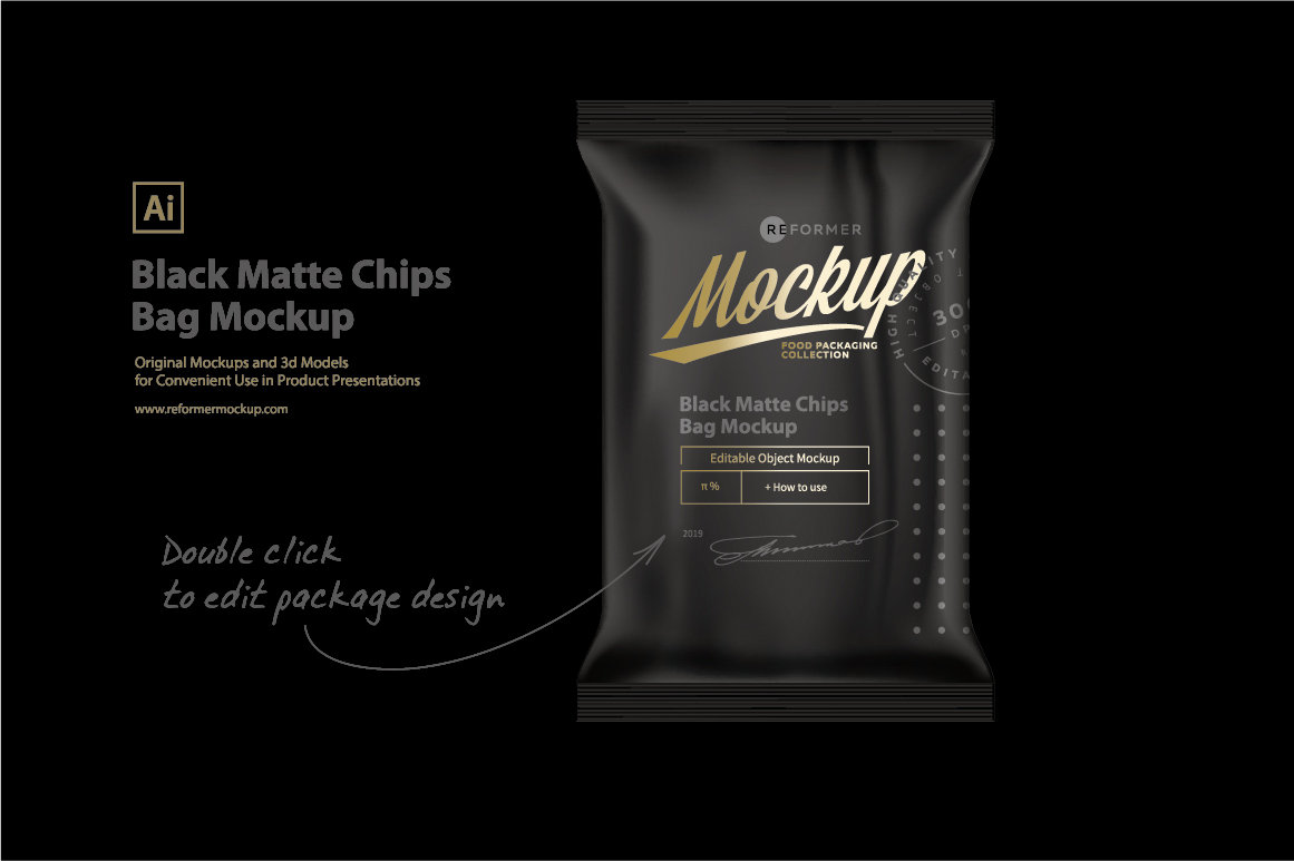 Download Black Matte Chips Bag Mockup | Reformer Mockup