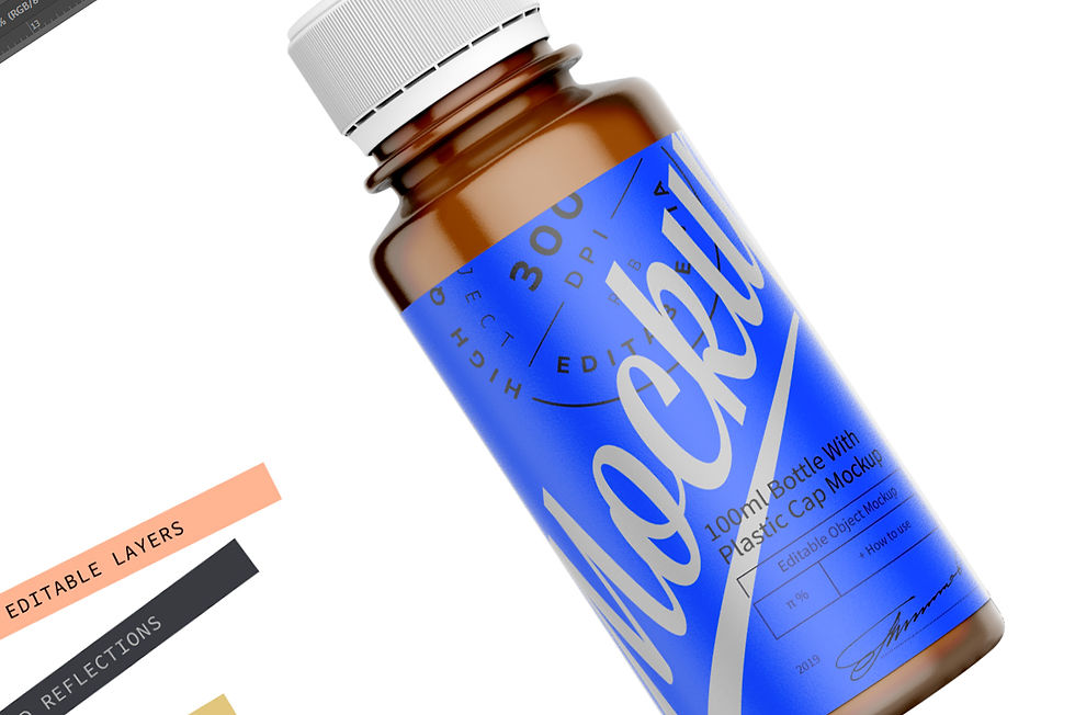 Thumbnail: 100ml Bottle With Plastic Cap Mockup