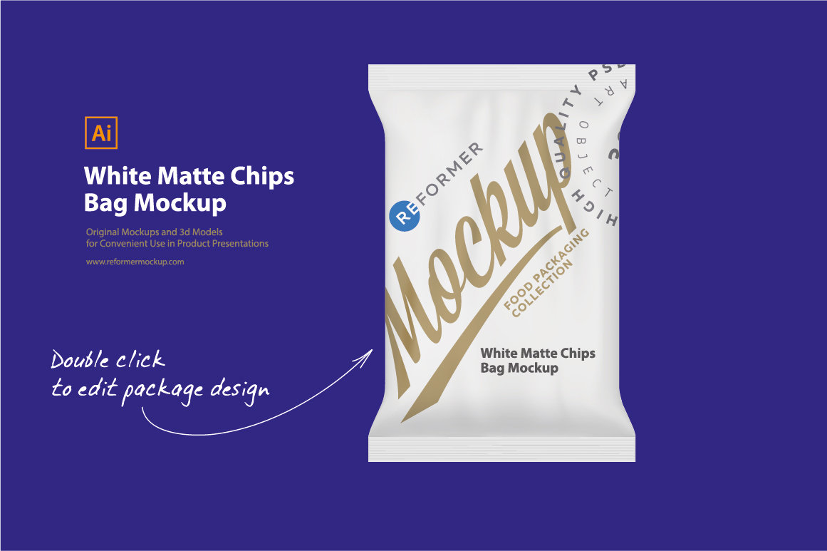 Download White Matte Chips Bag Mockup | Reformer Mockup