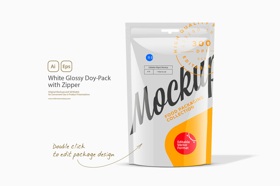 White Glossy Doy-Pack with Zipper