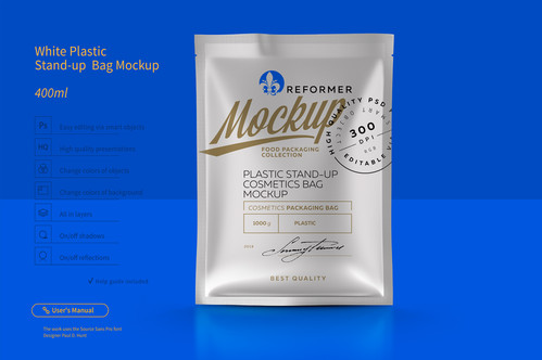 Download White Plastic Stand-up Bag Mockup | Reformer Mockup