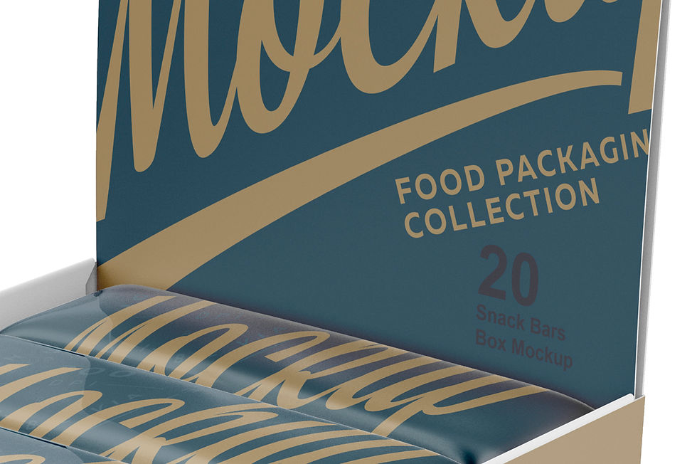 Thumbnail: 20 Snack Bars Display Box Mockup Half Side View