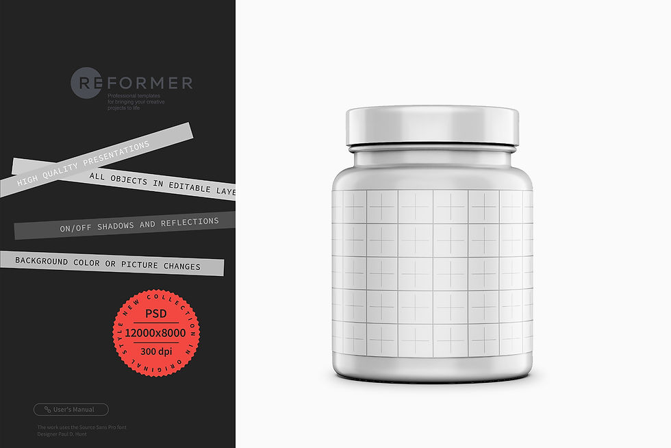 Thumbnail: Glossy Protein Jar Mockup 250g