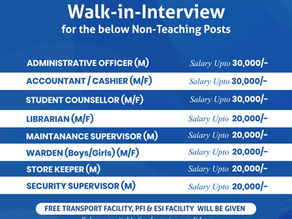 Walk-in Interview for Following Non-Teaching Jobs