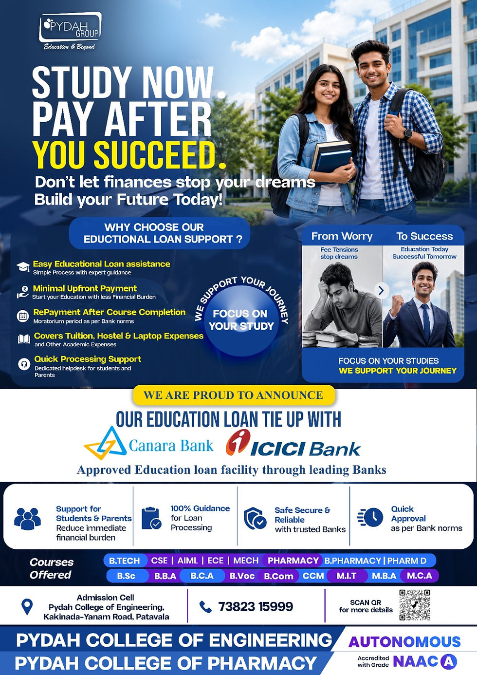 Don’t let finances stand between you and your dreams. With PYDAH’s Education Loan Support, focus on your studies while we help you build your future. 💙