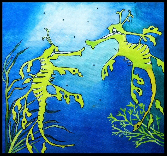 Lennie, a male leafy sea dragon, meets a pretty female leafy sea dragon