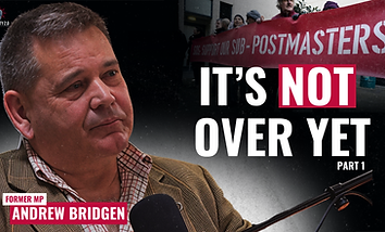 Andrew Bridgen, former MP, featured on a Society 2.0 podcast thumbnail with the text “It’s Not Over Yet – Part 1”.