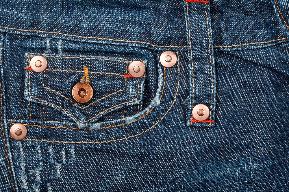 Denim metal rivets and buttons