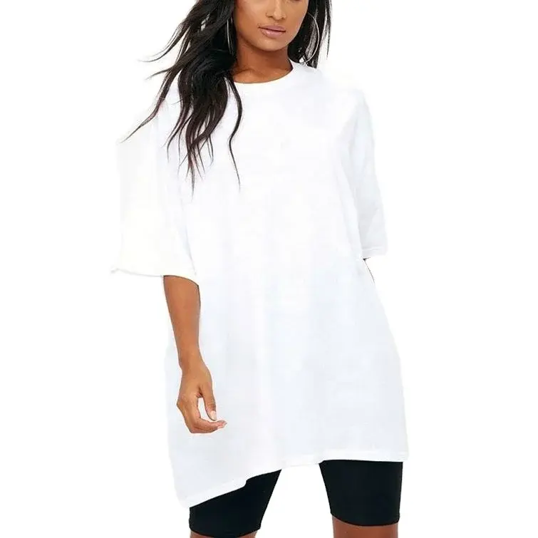 Thumbnail: Plain Color Plus Size Shirts Women's  Cotton Oversized Tshirt With Custom Logo