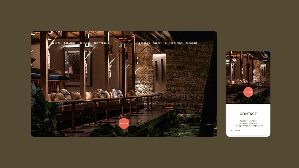 Website design for Begawan Biji by Keen Agency showcasing elegant hospitality branding and responsive layout.