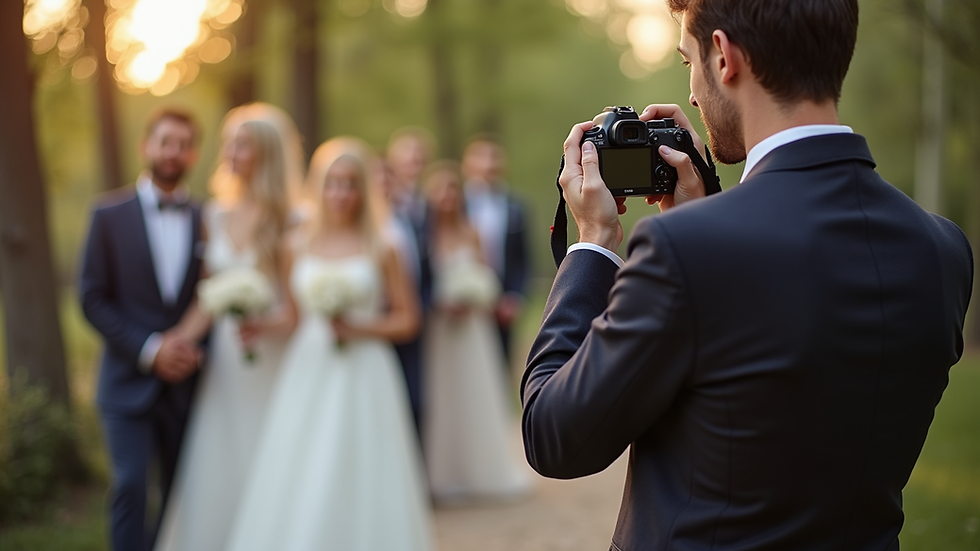 Vue rapprochée d’un appareil photo prêt à capturer un moment de mariage