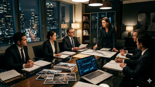 A group of truck accident lawyers discussing a case