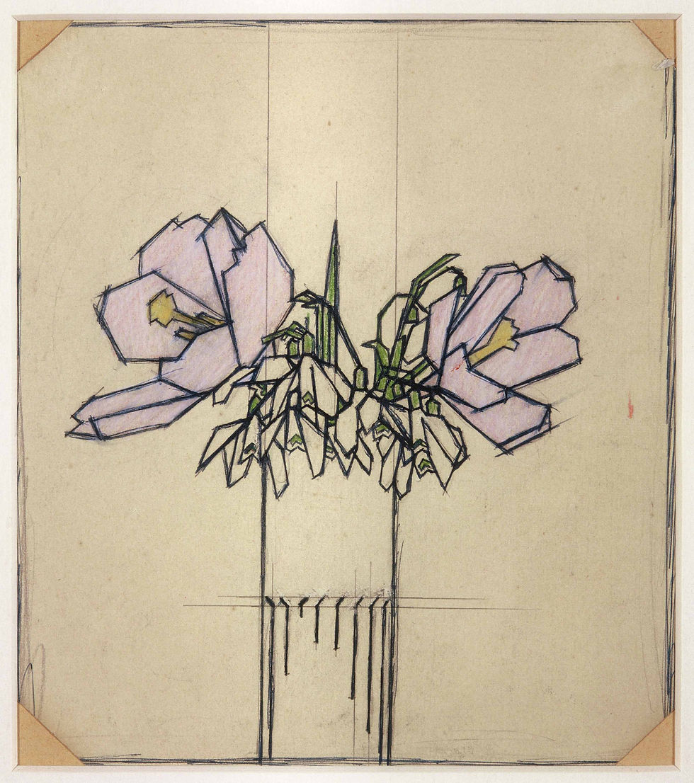 Crocuses and snowdrops in a vase