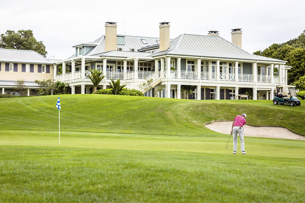 Golfer on the green at Kauri Cliffs gold course